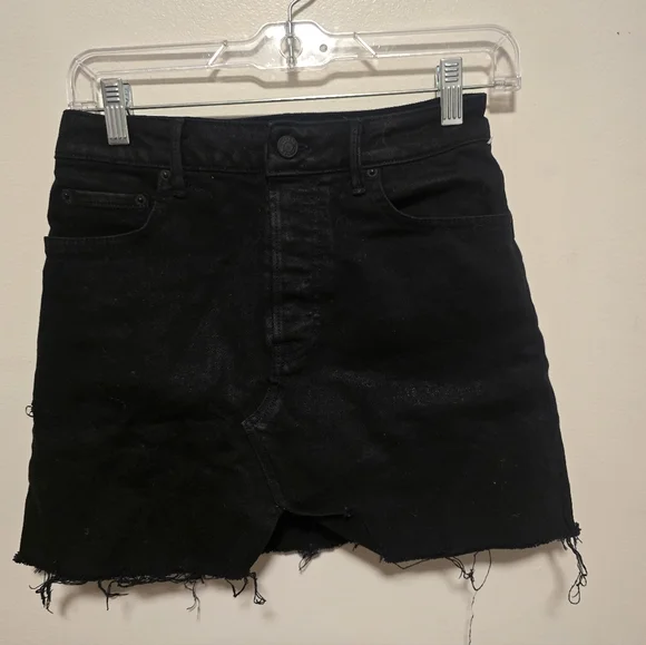 GRLFRND Black Denim Skirt Raw Hem - Picture 3 of 7